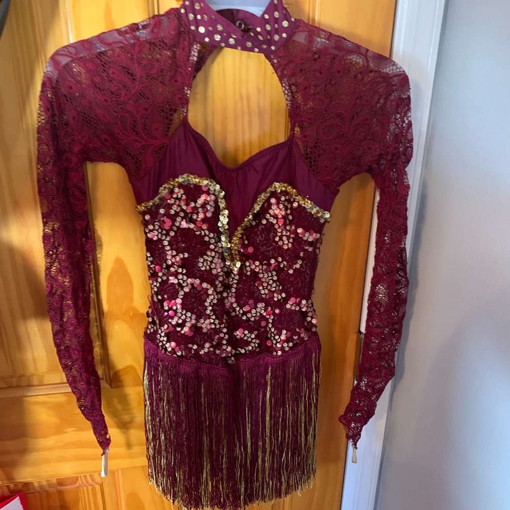 Maroon Sequined Dance Costume